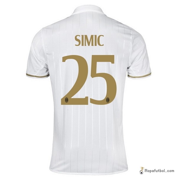 Camiseta AC Milan Replica Segunda Ropa Simic 2016/17 Blanco